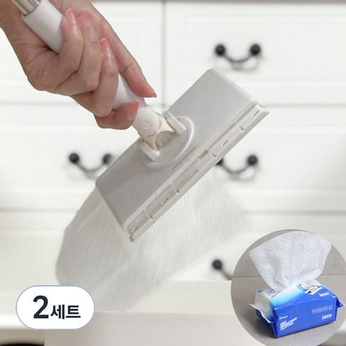 모나코올리브 한번에 콕 원터치 밀대 +정전기 청소포 60매 세트, 2세트
