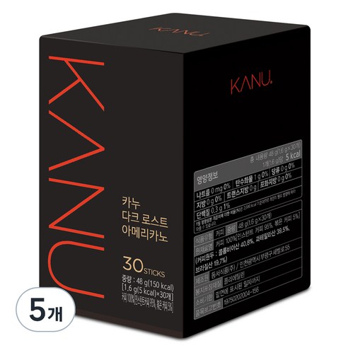 카누 다크 로스트 아메리카노 원두커피믹스, 1.6g, 30개입, 5개