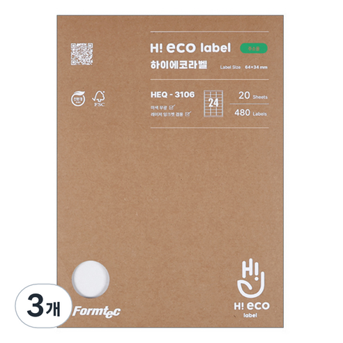 폼텍 하이에코 주소용 라벨지 HEQ-3106, 24칸, 60개