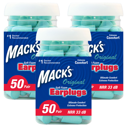 Macks 오리지널 폼 수면 귀마개 하늘색, 3개, 50쌍