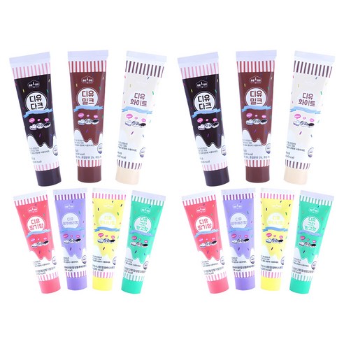 디유 튜브형 diy 초콜릿 만들기 재료 다크 90g + 밀크 90g + 화이트 90g + 딸기 50g + 블루베리 50g + 바나나 50g + 그린망고 50g 세트, 7종, 2세트