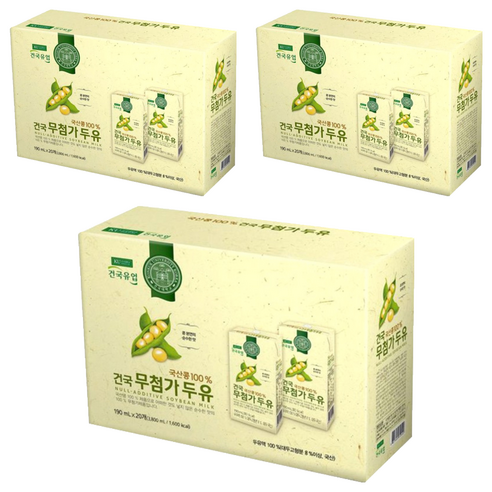 건국유업 국산콩 무첨가 두유, 190ml, 60개