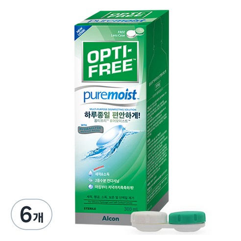 옵티프리 퓨어모이스트 렌즈세정액 + 렌즈케이스, 300ml, 6개