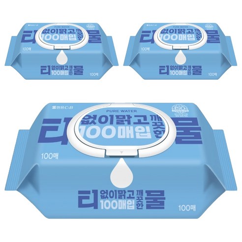 코디 티없이 맑고 깨끗한 물티슈 캡형, 100매, 3세트