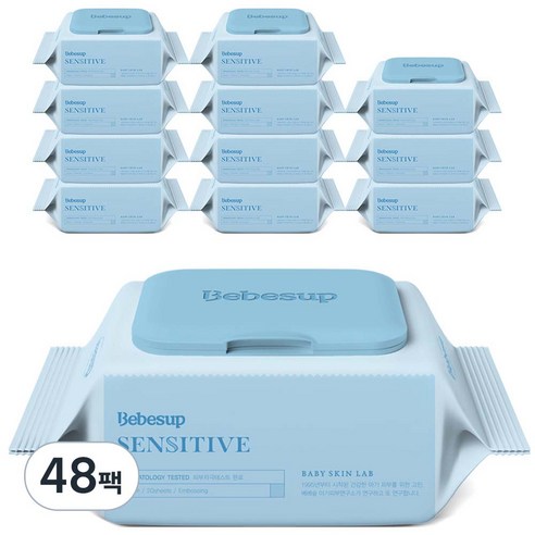 베베숲 센시티브 엠보싱 물티슈 캡형, 65g, 20개입, 48개