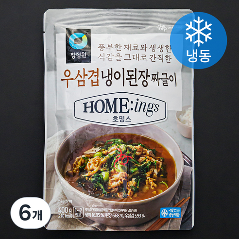 청정원 호밍스 우삼겹 냉이된장 짜글이 1~2인분 (냉동), 400g, 6개