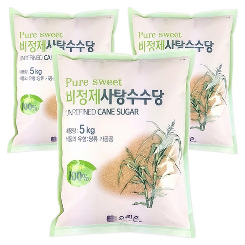 우리존 비정제 사탕수수당, 5kg, 3개
