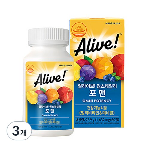 얼라이브 원스 데일리 포맨 멀티 비타민, 60정, 3개