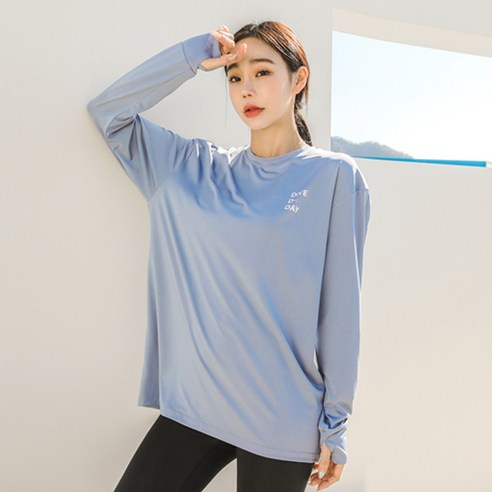 여성용 루즈핏 핑거홀 래쉬가드 상의 B8204