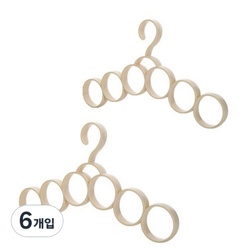 TP 생활용품 멀티기능 스카프 넥타이 옷걸이, 아이보리, 6개입