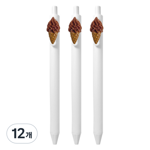 큐티파츠 젤펜 소프트 콘 아이스크림 0.5mm, 초코, 12개