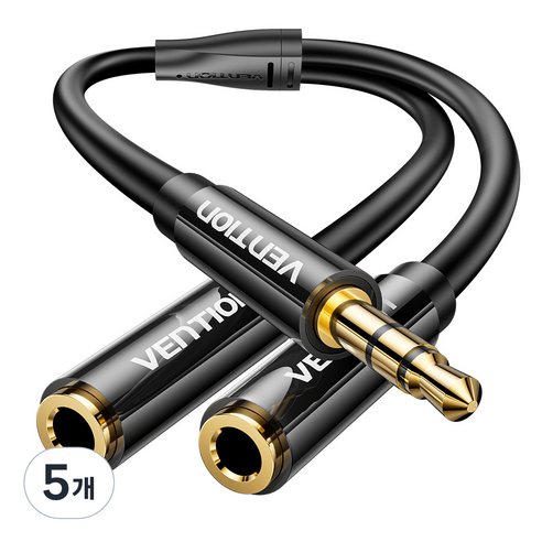 벤션 3.5mm 스테레오 확장 Y형 AUX 케이블, 혼합 색상, 5개