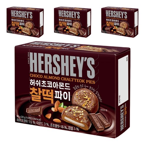 허쉬 초코아몬드 찰떡 파이, 88g, 4개