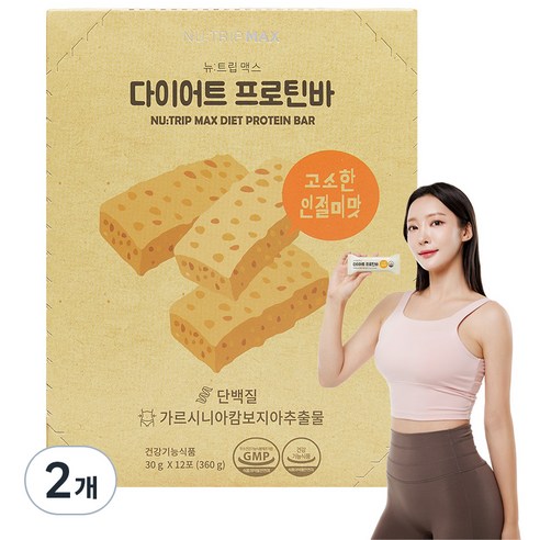 뉴트립 다이어트 프로틴바 30 g*12포, 360g, 2개