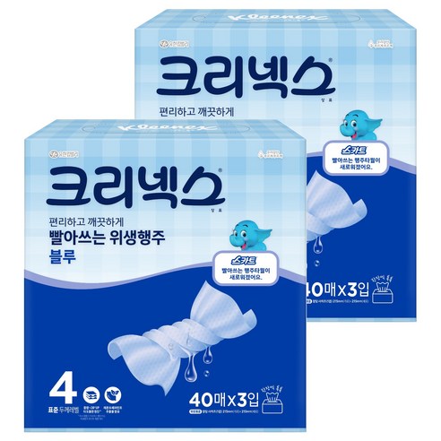 크리넥스 빨아쓰는 위생행주 블루, 40개입, 6개