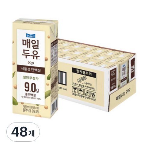 매일두유 99.9 가공두유 선물세트, 190ml, 48개