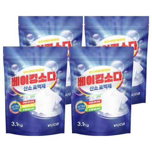 뷰카 퍼펙트 화이트닝 베이킹소다 산소 표백제, 3.1kg, 4개