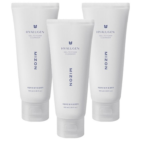 미즈온 히알루겐 젤 투 폼 보습 클렌저, 100ml, 3개