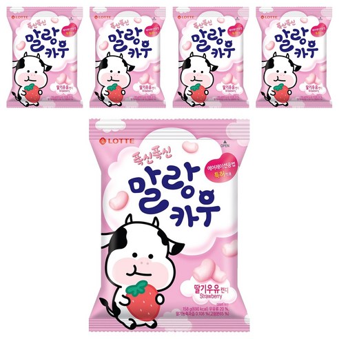 롯데웰푸드 말랑카우 스트로베리, 158g, 5개
