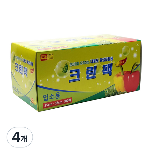 해피크린 업소용 크린팩 25 x 35 cm, 4개