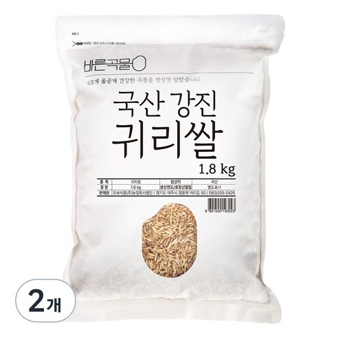 바른곡물 국산 귀리쌀, 1.8kg, 2개