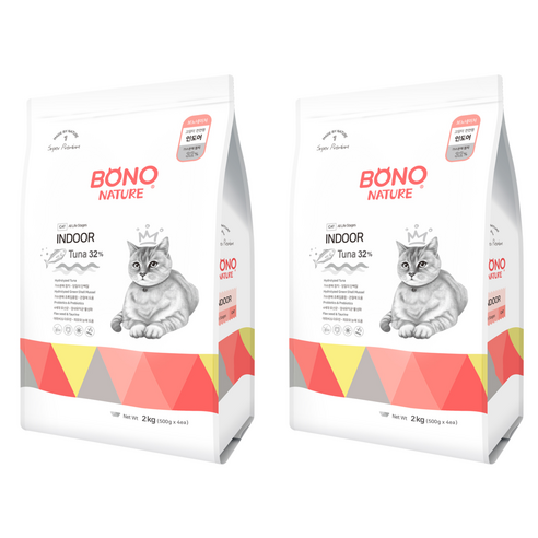 보노네이처 전연령 고양이 인도어 건식사료, 생선, 2kg, 2개