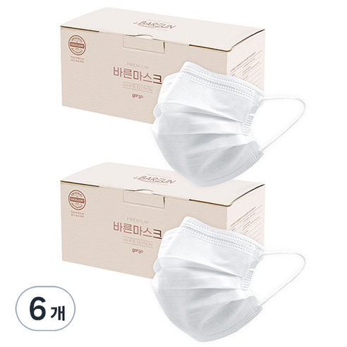 고르고 바른 일회용 마스크 대형, 50개입, 6개, 화이트