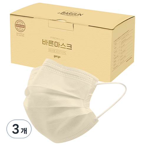 고르고 바른 일회용 마스크 성인용 중형, 50개입, 3개, 연베이지