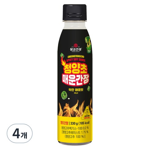 몽고간장 청양초 매운간장 약간매운맛, 330g, 4개