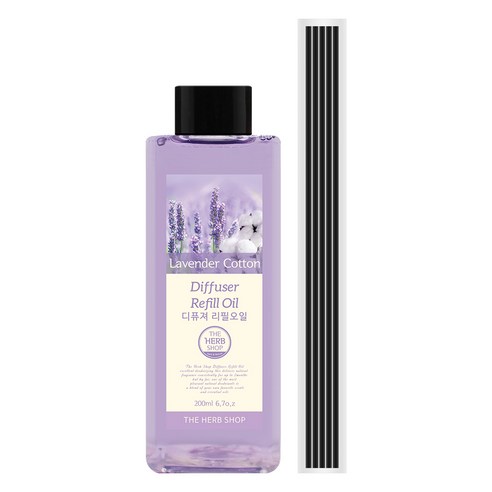 더허브샵 디퓨저 리필 오일, 라벤더 코튼, 200ml, 1세트