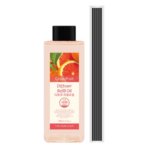 더허브샵 디퓨저 리필 오일, 그레이프프룻 (자몽), 200ml, 1세트