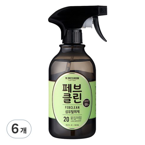 페브클린 더블유드레스룸 20번 플라워샵 섬유탈취제 본품, 500ml, 6개