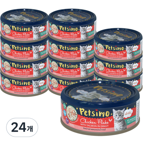 펫시모 캣 그레이비 캔 85g, 치킨 + 연어 혼합맛, 24개