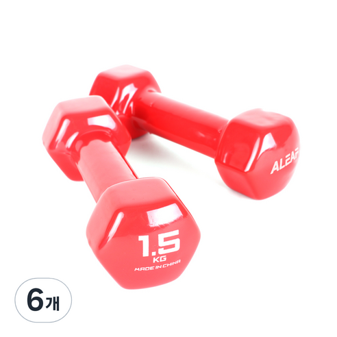 아리프 PVC 컬러 아령 레드, 1.5kg, 6개
