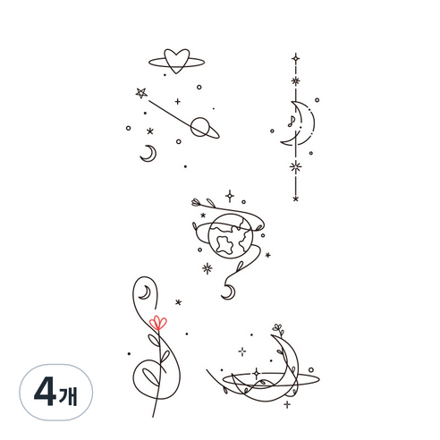 비비에라 반영구적 패션 타투 스티커 85 x 150 mm, W-0731, 4개