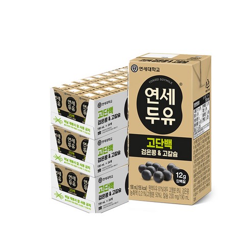 연세두유 고단백 검은콩 & 고칼슘 두유, 190ml, 72개