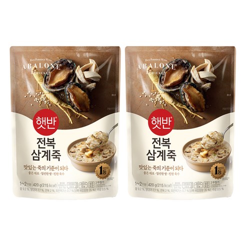 햇반 전복삼계죽, 420g, 2개