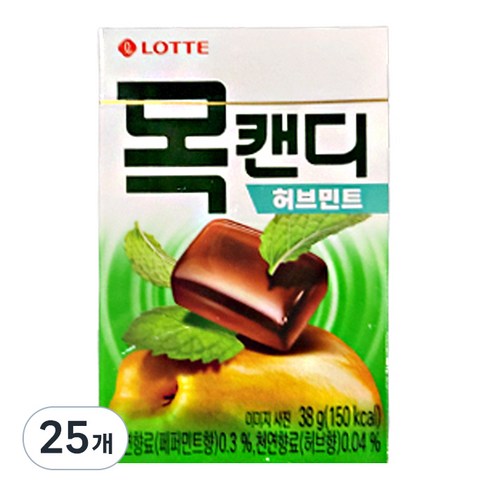 롯데제과 목캔디 허브민트, 38g, 25개
