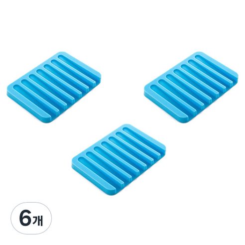 블럭마트 모던 실리콘 비누받침, 블루, 6개