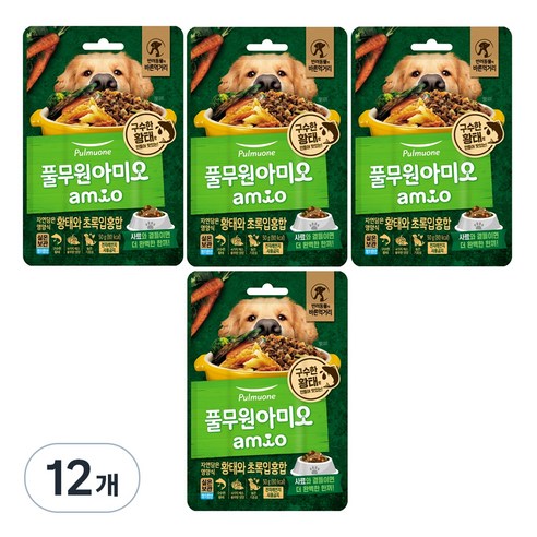 풀무원아미오 전연령 강아지 자연담은 영양식 습식사료, 황태+초록잎홍합, 50g, 12개