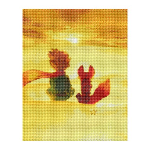 플레이어바웃 어린왕자와 사막여우 DIY 보석십자수 세트 40 x 50 cm, 어린왕자와사막여우, 1개