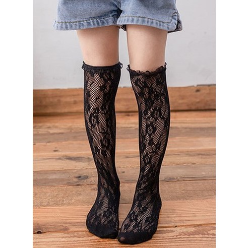 사랑스러운 우리 아이에게, 미소 여아용 나팔꽃 무늬 메쉬 니삭스 M807로 특별한 하루를 선물하세요!