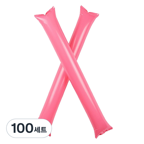 만들하비 컬러 막대 체육대회용 응원풍선 양쪽 세트, 핑크, 100세트