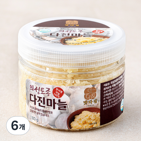 맛다짐 의성토종 다진마늘, 180g, 6개