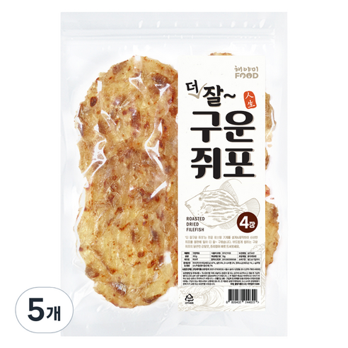해야미 더 잘 구운 쥐포 4p, 80g, 5개