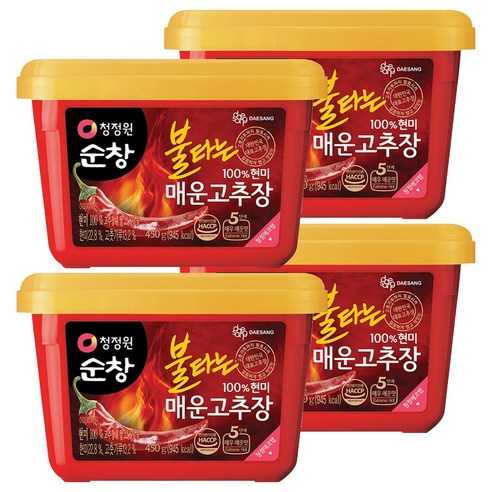 청정원순창 불타는 매운고추장, 450g, 4개
