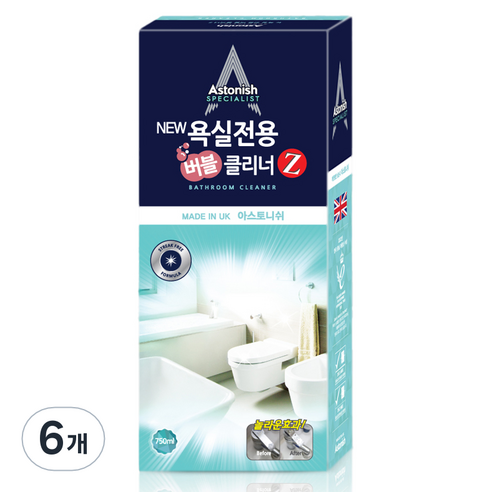 아스토니쉬 뉴 욕실 전용 버블 클리너 Z, 750ml, 6개