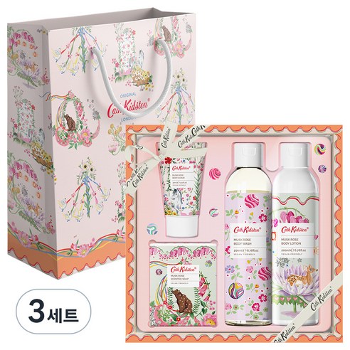 캐스키드슨 머스크로즈 바디 4종세트+쇼핑백 (바디워시200ml+바디로션200ml+바디스크럽30ml+센티드솝100g+쇼핑백), 3세트