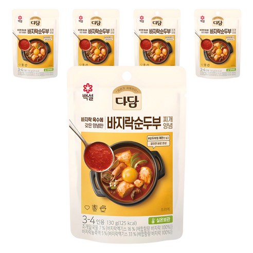 다담 바지락순두부 찌개양념, 130g, 5개