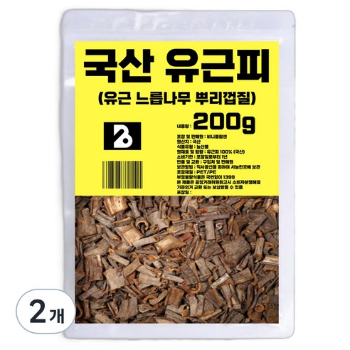 비니플랑센 국산 유근피 유근 느릅나무 뿌리 껍질, 200g, 2개
